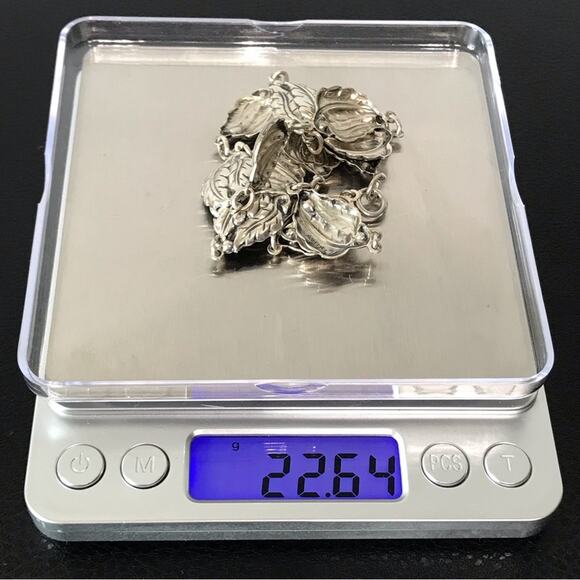 Vintage Danecraft 925 Sterling Silver Double Leaf Necklace 15.5" - Picture 13 of 16